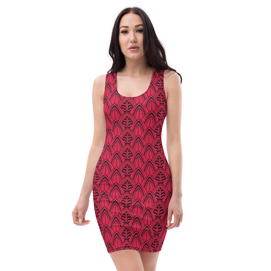 Red Geometric Pattern Bodycon dress