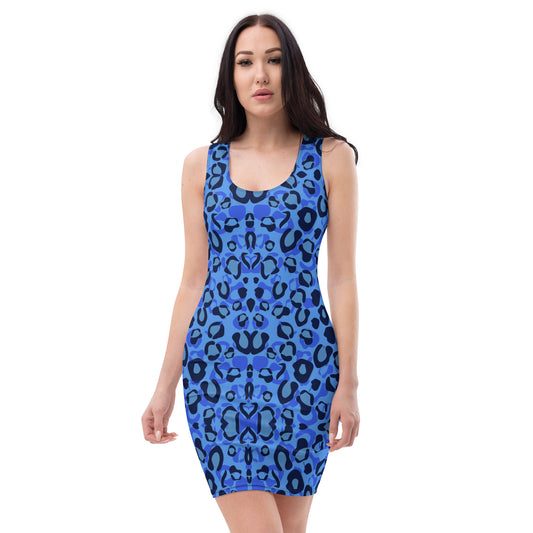 Blue Leopard Pattern Bodycon dress
