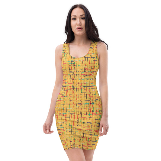 Yellow Abstract Pattern Bodycon dress