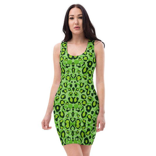 Green Leopard Pattern Bodycon dress