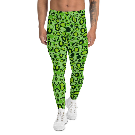 Green Leopard Pattern Men's Leggings