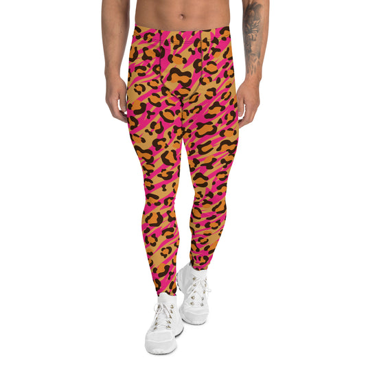 Pink Leopard Pattern Men's Leggings
