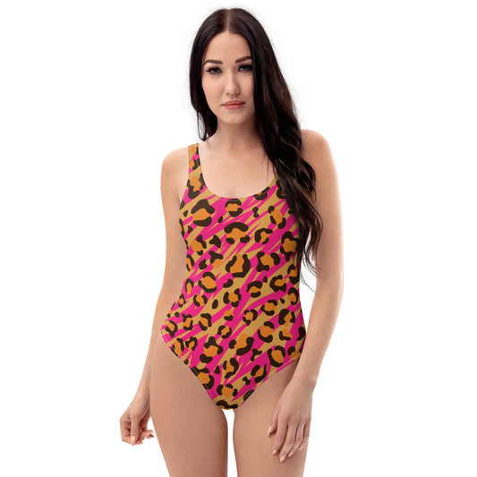 Pink Leopard Pattern One-Piece Swimsuit