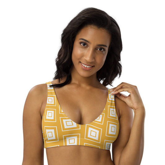 Yellow Square Pattern Recycled padded bikini top