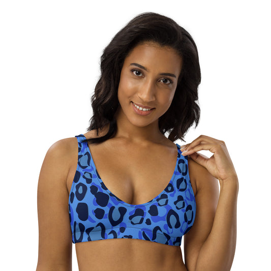 Blue Leopard Pattern Recycled padded bikini top