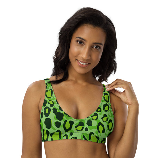 Green Leopard Pattern Recycled padded bikini top