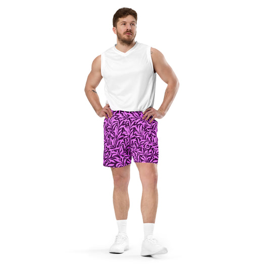 Purple Floral Pattern Unisex mesh shorts