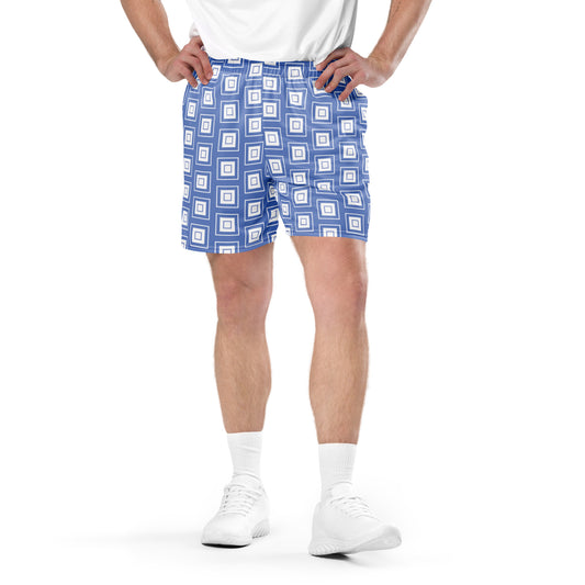 Blue Square Pattern Unisex mesh shorts