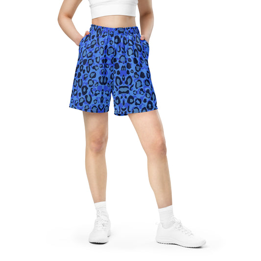 Blue Leopard Pattern Unisex mesh shorts