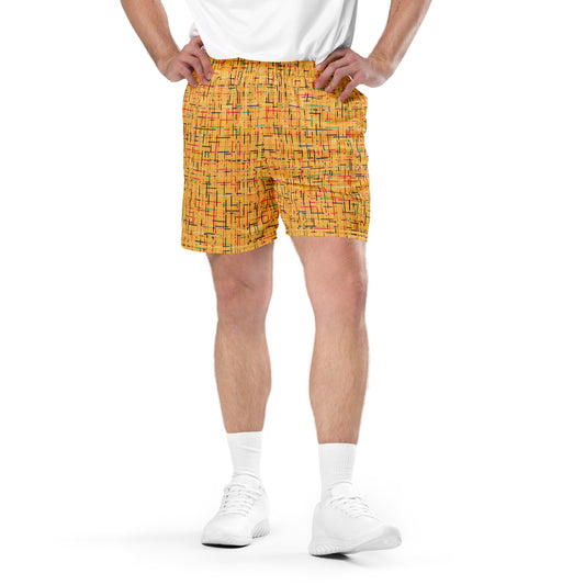 Yellow Abstract Pattern Unisex mesh shorts