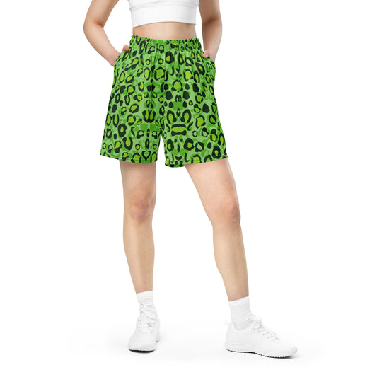 Green Leopard Pattern Unisex mesh shorts