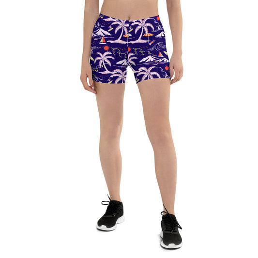 Blue Beach Pattern Shorts