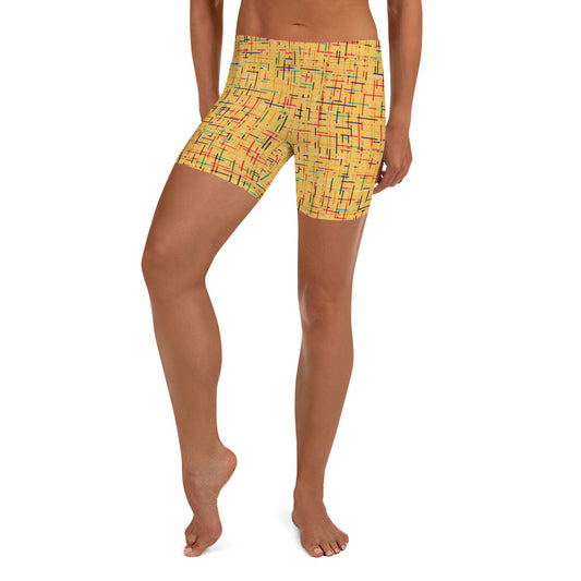 Yellow Abstract Pattern Shorts
