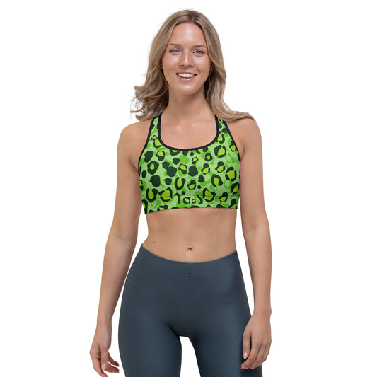 Green Leopard Pattern Sports bra