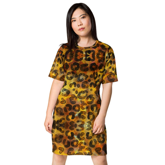 Leopard Pattern T-shirt dress