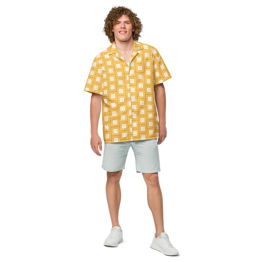 Yellow Square Pattern Unisex button shirt