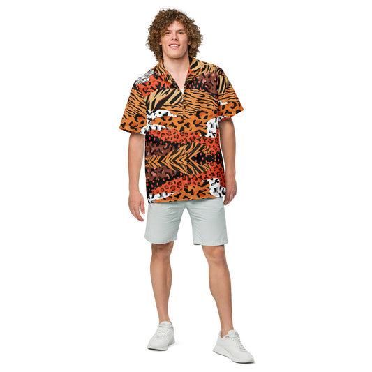 Multi Pattern Leopard Print Unisex button shirt