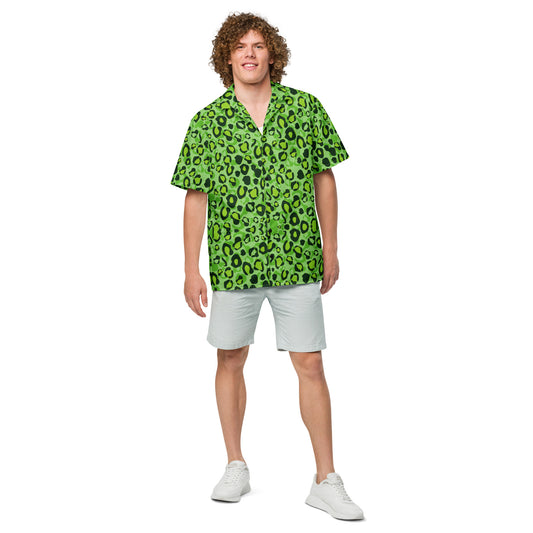 Green Leaf Pattern Unisex button shirt