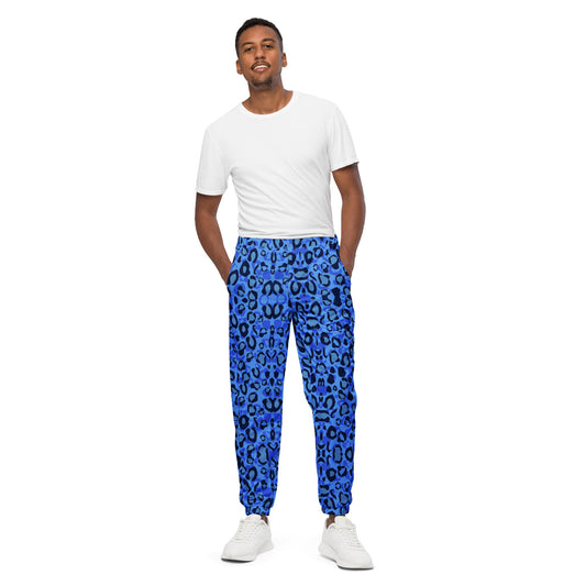 Blue Leopard Pattern Unisex track pants
