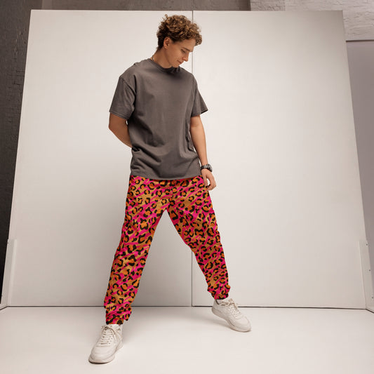 Pink Leopard Pattern Unisex track pants
