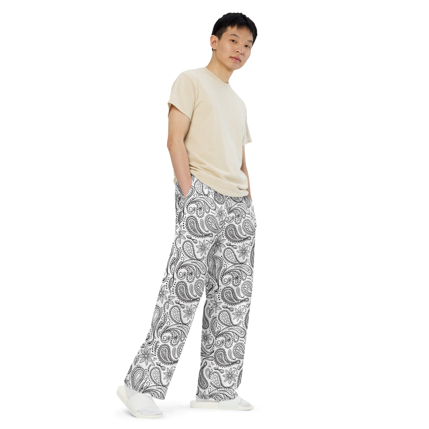 Black And White Mandala Pattern All-over print unisex wide-leg pants