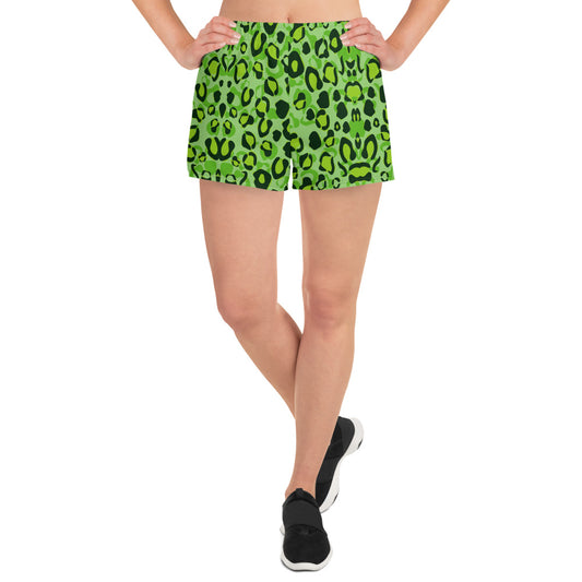 Green Leopard Pattern Women’s Recycled Athletic Shorts
