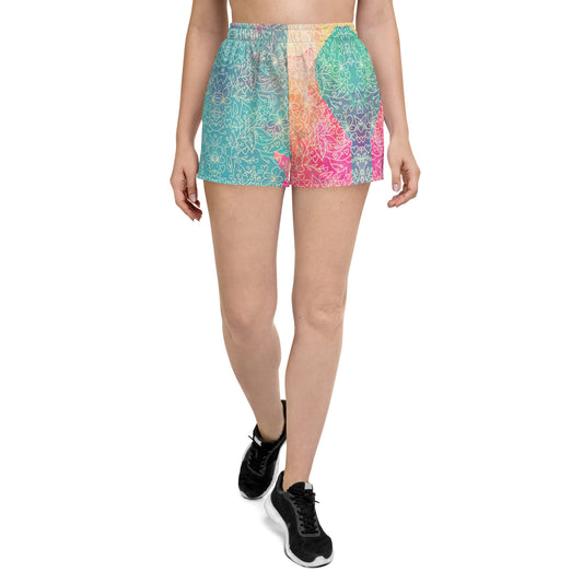 Colorful Mandala Pattern Women’s Recycled Athletic Shorts