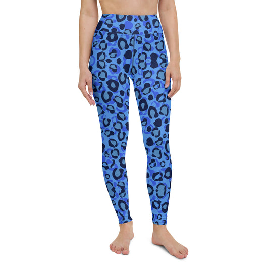 Blue Leopard Pattern Yoga Leggings