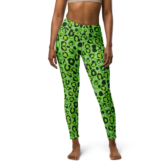 Green Leopard Pattern Yoga Leggings