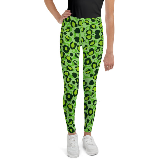 Green Leopard Pattern Youth Leggings