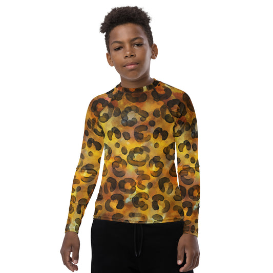 Leopard Pattern Youth Rash Guard